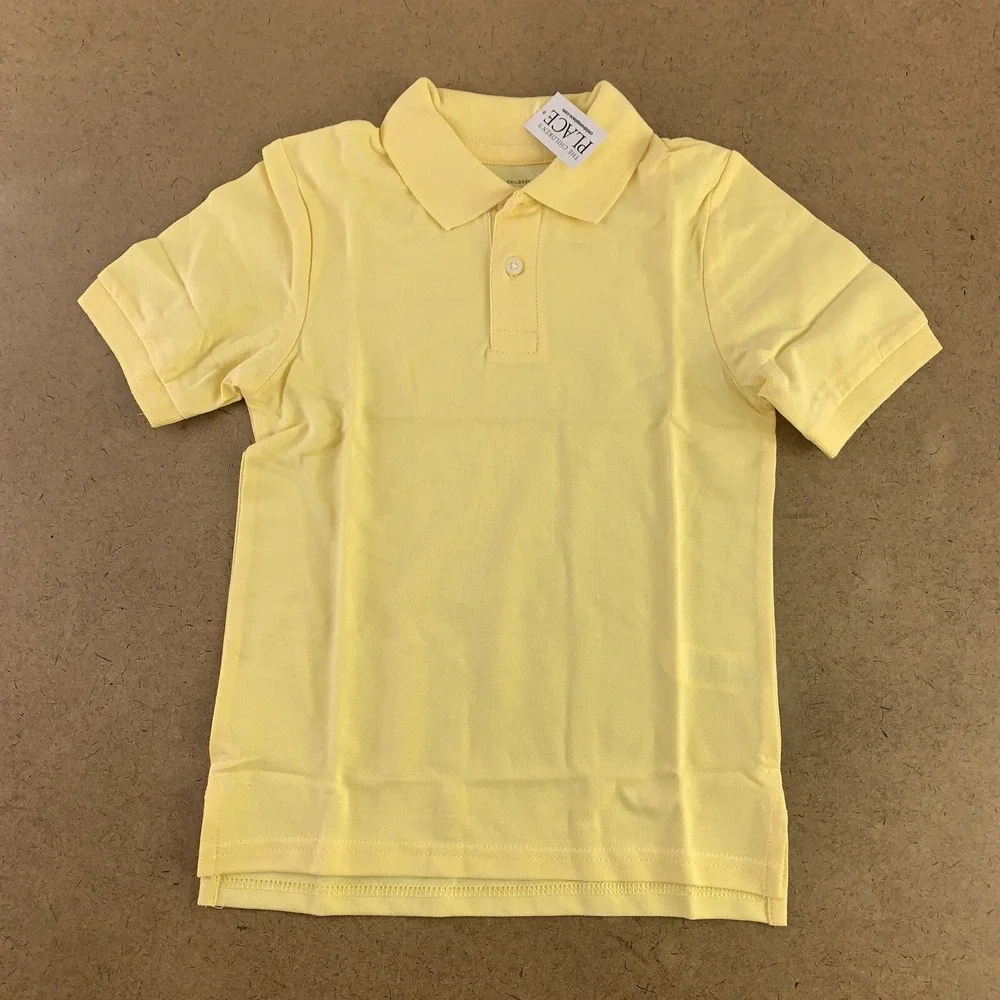 The Children's Place Boys Small 5/6 Yellow Short Sleeve Uniform Pique Polo NWT